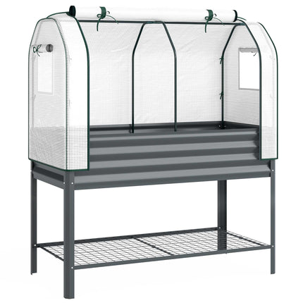 Verhoogd tuinbed met PE-kasafdekking, 120x55x140 cm