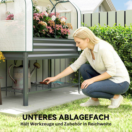 Verhoogd tuinbed met PE-kasafdekking, 120x55x140 cm