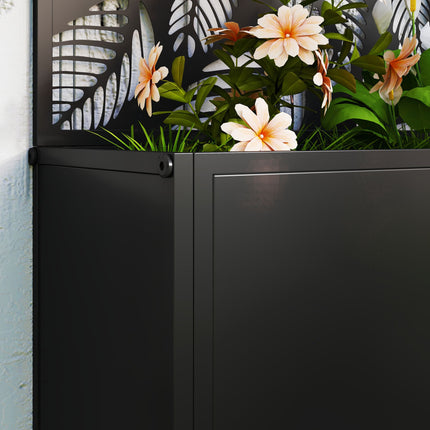 Raised Garden Bed with Privacy Panel, Metal, Black, 8 Gallon Capacity