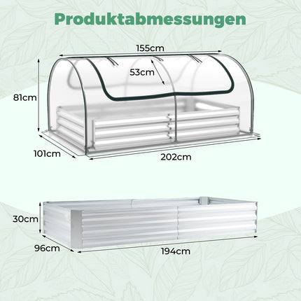 Hochbeet mit abnehmbarer PVC-Gewächshausabdeckung