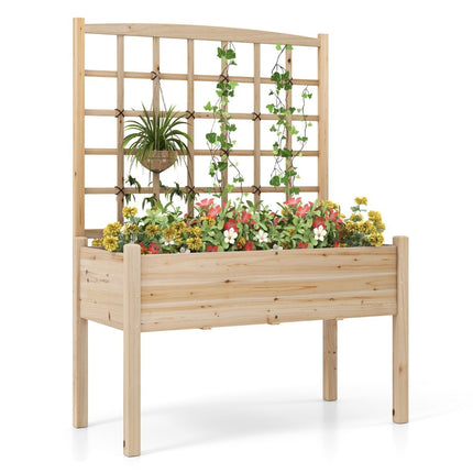 Hochbeet mit Spalier, 119x60x160 cm, Pflanzkasten aus Holz