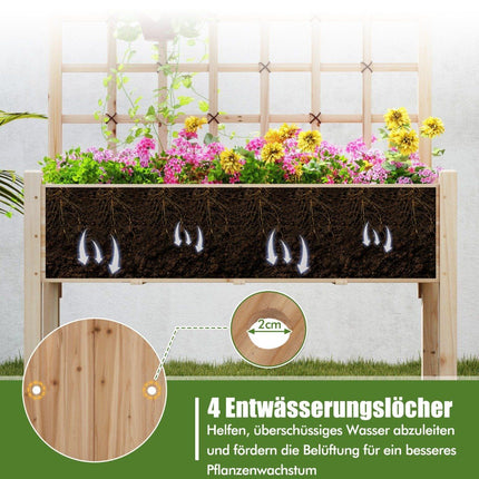 Hochbeet mit Spalier, 119x60x160 cm, Pflanzkasten aus Holz
