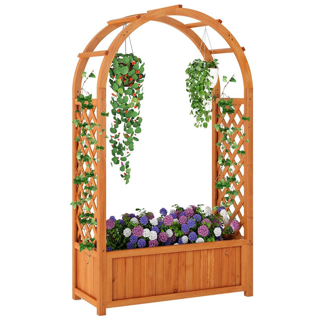 Hochbeet mit Spalier & Bogendach, 83x36x146 cm
