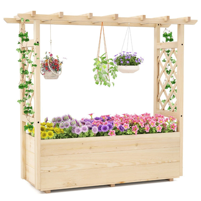 Erhöhtes Gartenbeet mit Spalier & Entwässerung, 115x40x103 cm