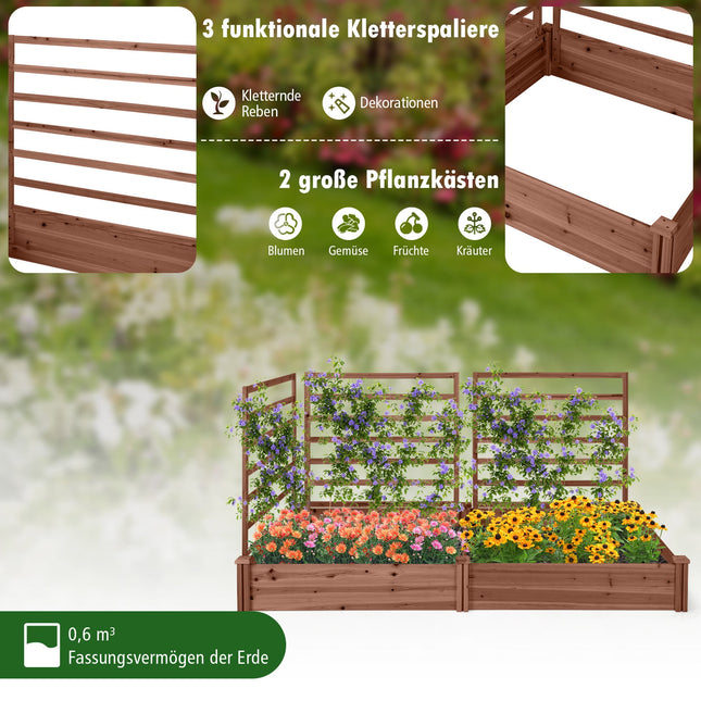 Hochbeet mit Spalier, Tannenholz, 222x114x110 cm