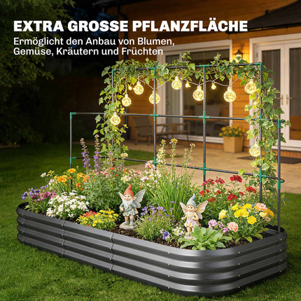 Hochbeet mit Rankgitter, verzinktes Metall, 220x110x150 cm