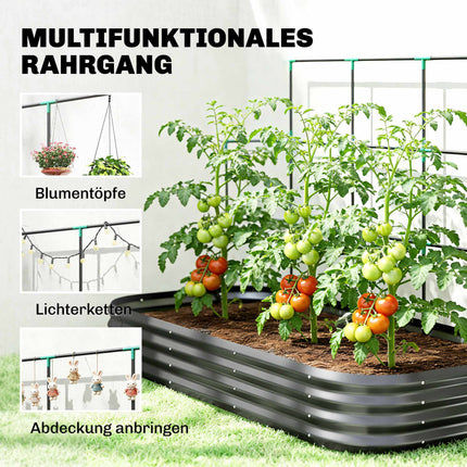 Hochbeet mit Rankgitter, verzinktes Metall, 220x110x150 cm