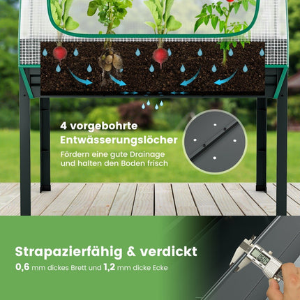 Hochbeet mit Rankgitter & Gewächshausabdeckung, 115x60x150 cm