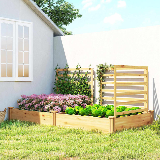 Raised Garden Bed with Trellis, Natural Wood, 240x125x102 cm