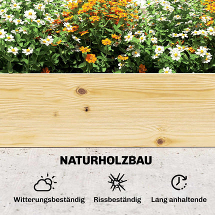 Verhoogd tuinbed met klimrek, naturel hout, 240x125x102 cm