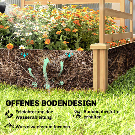Verhoogd tuinbed met klimrek, naturel hout, 240x125x102 cm