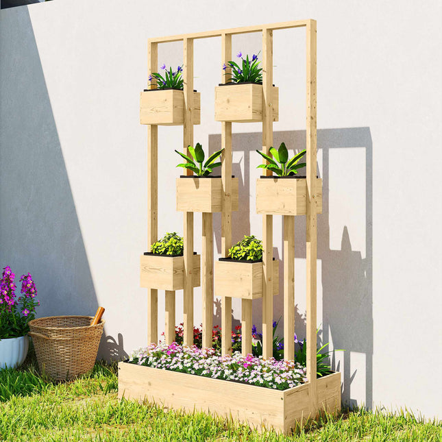 Hochbeet mit Spalier, Naturholz, 90x45x170 cm