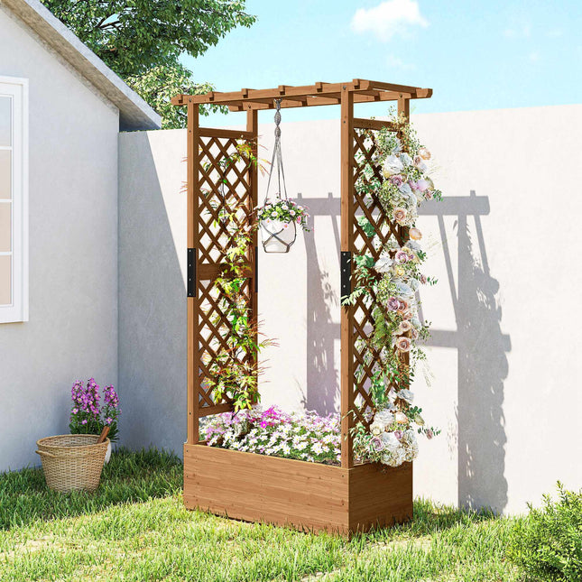 Erhöhtes Gartenbeet mit Spalier & Dach, 110x44x181 cm Holz