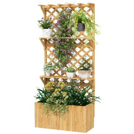 Hochbeet mit Spalier, Ablagen, Drainage, 76x33x177 cm