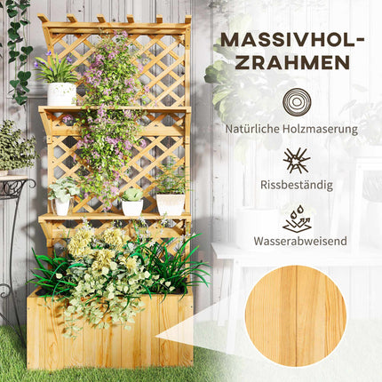 Hochbeet mit Spalier, Ablagen, Drainage, 76x33x177 cm
