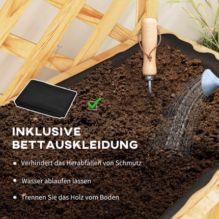 Hochbeet mit Spalier, Ablagen, Drainage, 76x33x177 cm