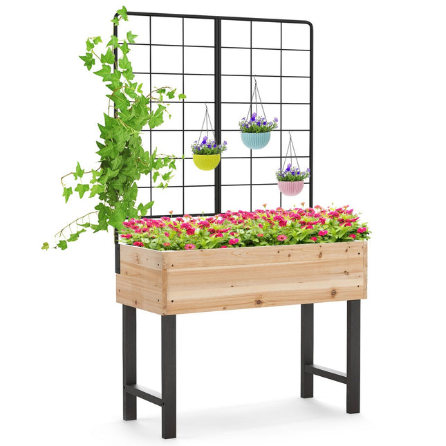 Hochbeet mit Spalier, Holz, 79x35x108 cm