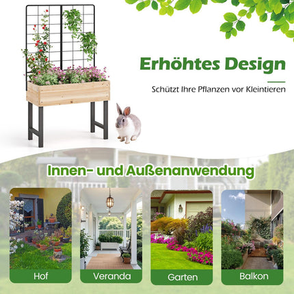 Raised Garden Bed with Trellis, Wood, 79x35x108 cm