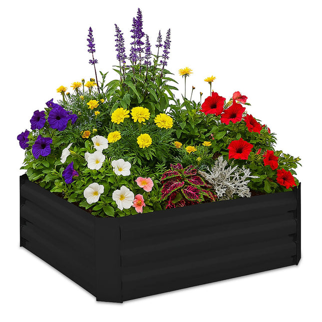 Erhöhtes Blumenbeet aus Metall – rechteckig, ohne Boden