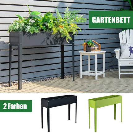 Raised Metal Planter Box with Drainage Holes, Grey
