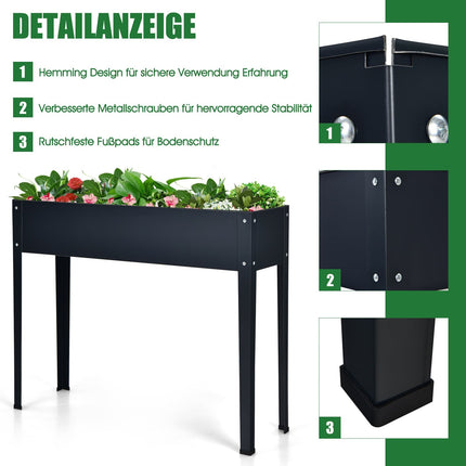 Raised Metal Planter Box with Drainage Holes, Grey