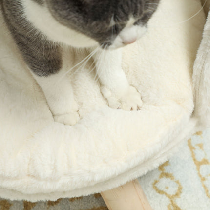 Raised Pet Bed for Cats and Miniature Dogs, Washable Cushion, Cream White