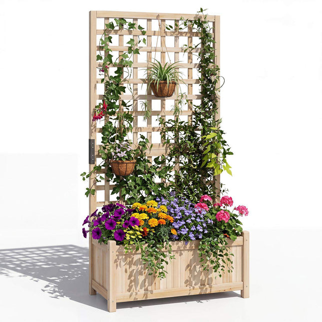 Hochbeet mit Rankgitter und Drainage, 76 x 32 x 143 cm