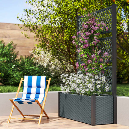 Hochbeet mit Spalier, Dunkelgrau, 90x35x148 cm