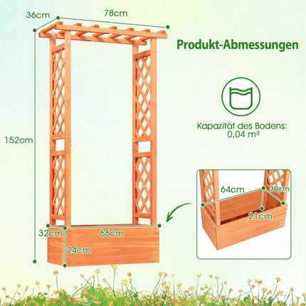Hochbeet mit Rankgitter & Hängedach, Holz