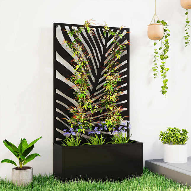 Hochbeet mit Spalier, Metall, 61 x 23 x 113 cm