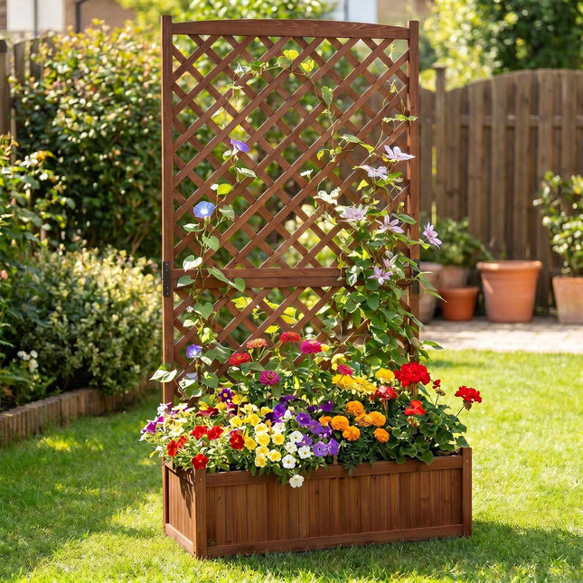 Hochbeet mit Rankhilfe, Tannenholz, Drainagelöcher, 90 x 44,5 cm