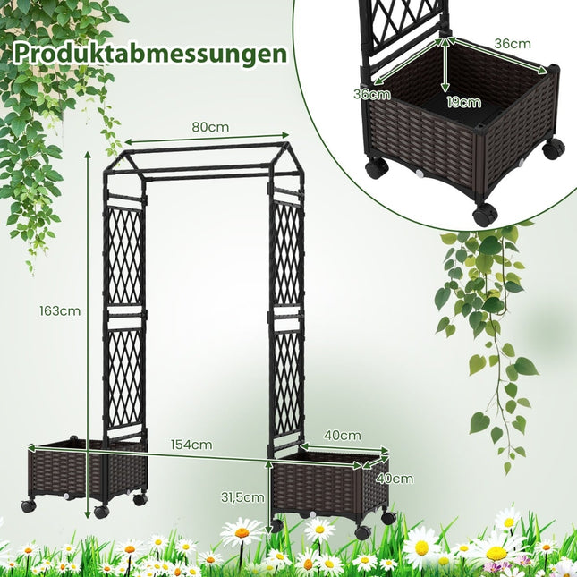 Hochbeet mit Spalier, selbstbewässernd, mobil, braun