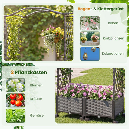 Hochbeet mit Spalier & Selbstbewässerungssystem, Grau