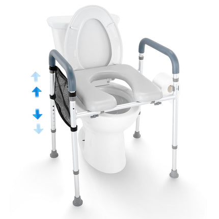 Raised Toilet Seat Riser, 7-Position, 350 lb, Padded
