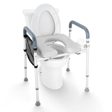 Raised Toilet Seat Riser, 7-Position, 350 lb, Padded