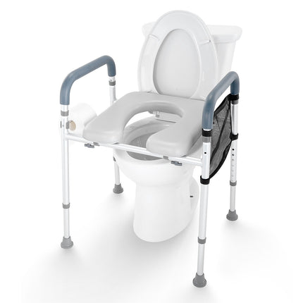 Raised Toilet Seat Riser, 7-Position, 350 lb, Padded