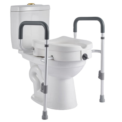 Raised Toilet Seat With Arms, 5 in Lift, 350 lb