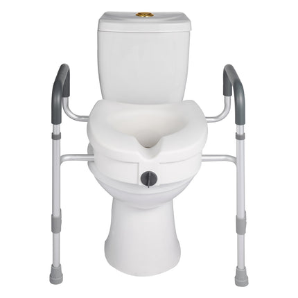 Raised Toilet Seat With Arms, 5 in Lift, 350 lb