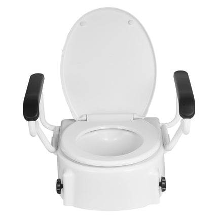 Raised Toilet Seat with Arms, Adjustable Height, 300 Lb