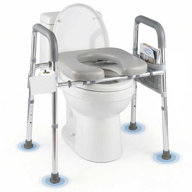 Toilettensitzerhöhung mit Griffen, höhen- und breitenverstellbar