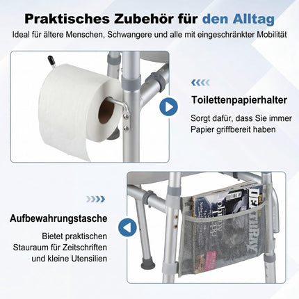 Toilettensitzerhöhung mit Griffen, höhen- und breitenverstellbar