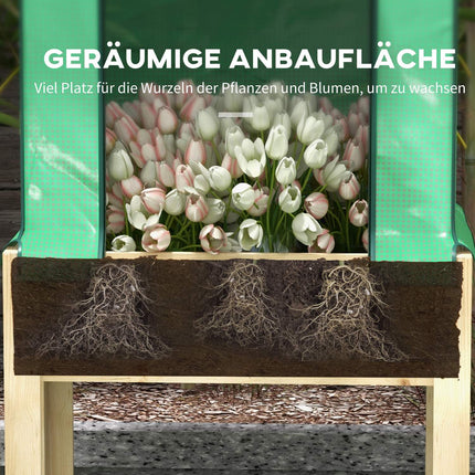 Erhöhtes Holz-Gartenbeet mit Frühbeetaufsatz, 86x60x165 cm