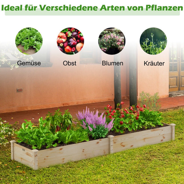 Hochbeet aus Holz, Naturfichte, 240x60x25 cm