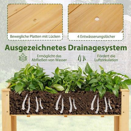 Verhoogd houten tuinbed met drainage, 120x60x82 cm