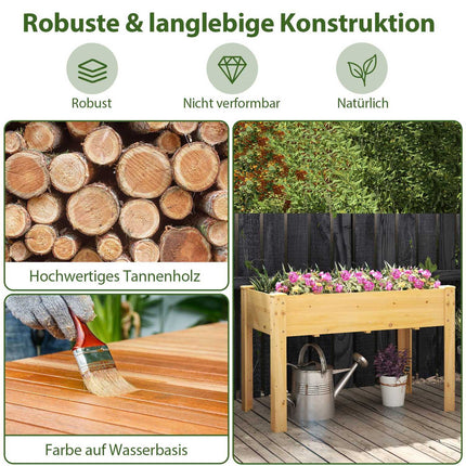 Verhoogd houten tuinbed met drainage, 120x60x82 cm
