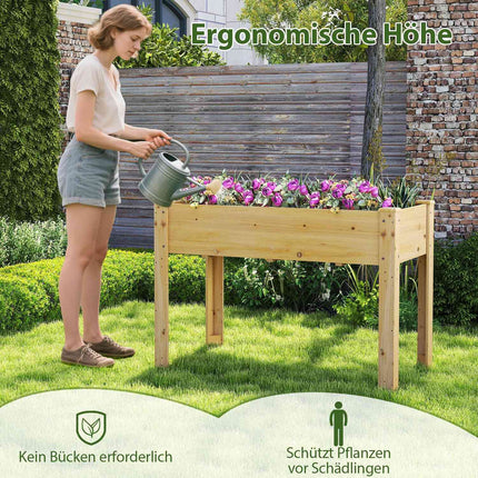 Verhoogd houten tuinbed met drainage, 120x60x82 cm