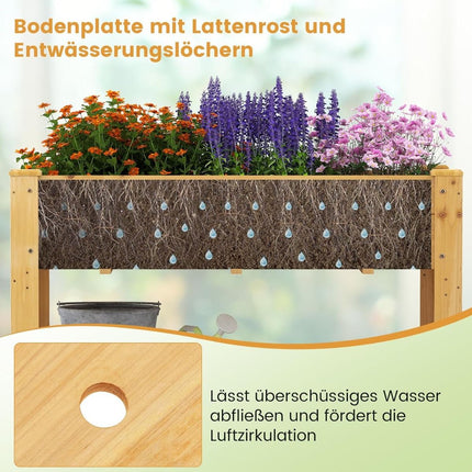 Verhoogd houten tuinbed met plank en drainagegaten, 120x60x81 cm