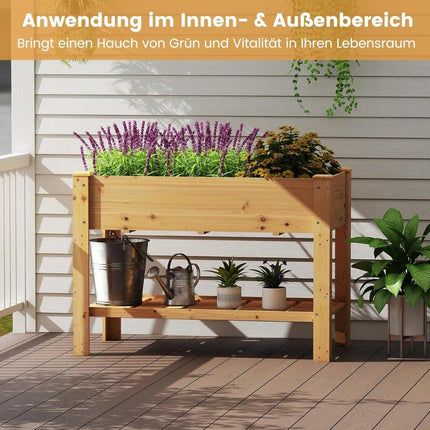 Verhoogd houten tuinbed met plank en drainagegaten, 120x60x81 cm