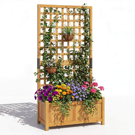 Erhöhtes Pflanzgefäß aus Holz mit Spalier, 76 x 32 x 143 cm
