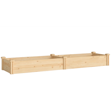 Erhöhtes Holzhochbeet mit Trennwand, offenem Boden, 235x66x26 cm
